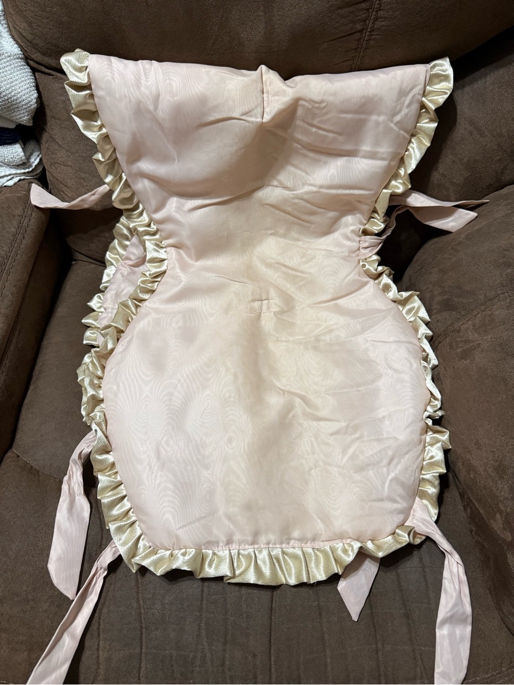 Peanuts Pale Pink Satin-Trim Crib Pad